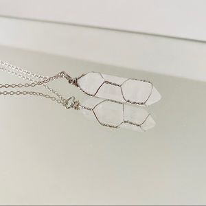 Handmade white crystal necklace